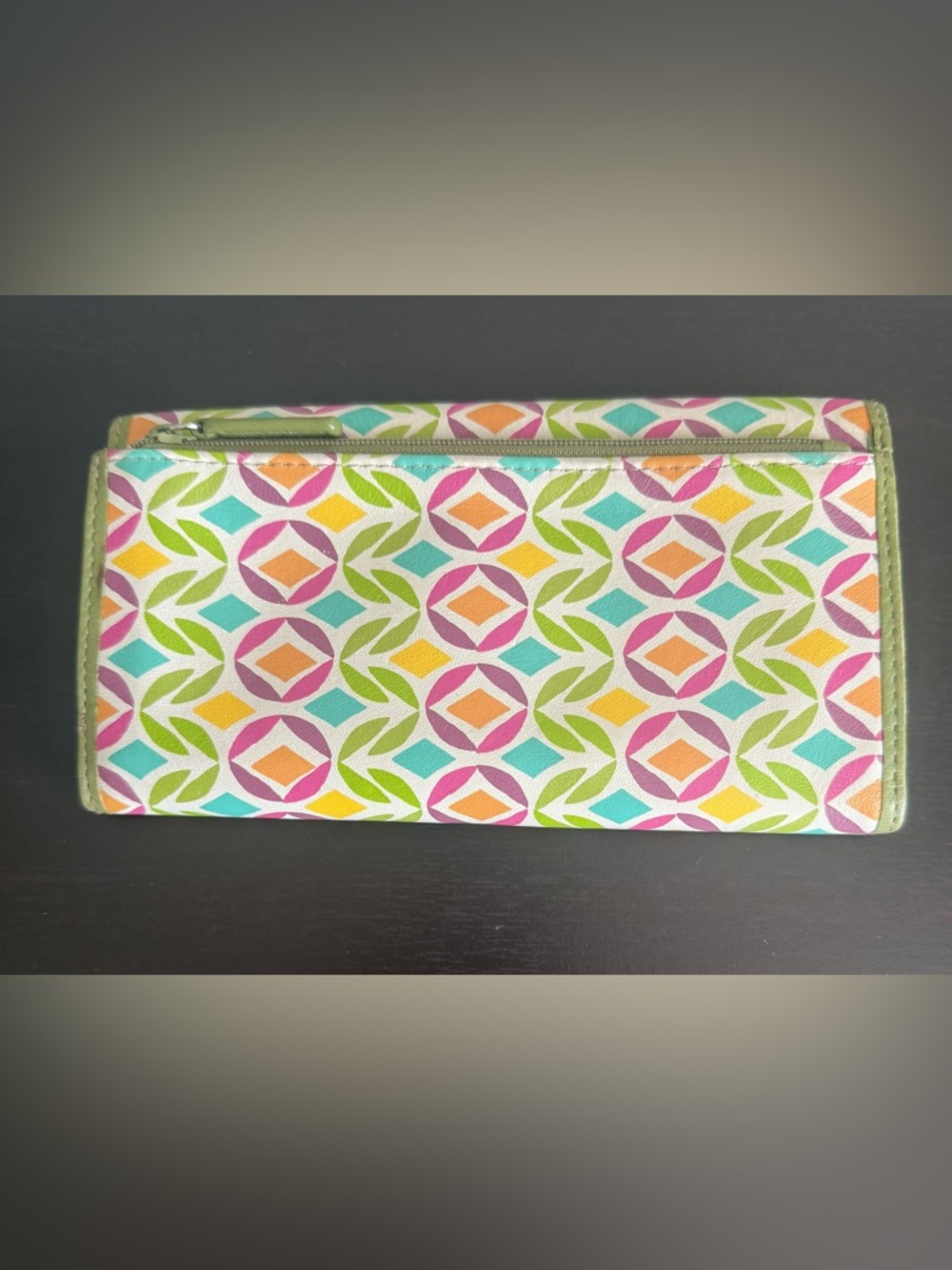 FOSSIL Leather Pastel Envelope Style Trifold Checkbook/Credit Card Wallet Y2K - Picture 2 of 5